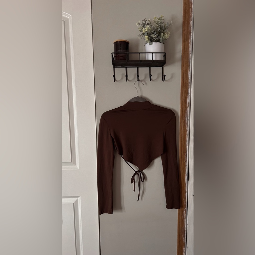 Brown Open Back Crop Top